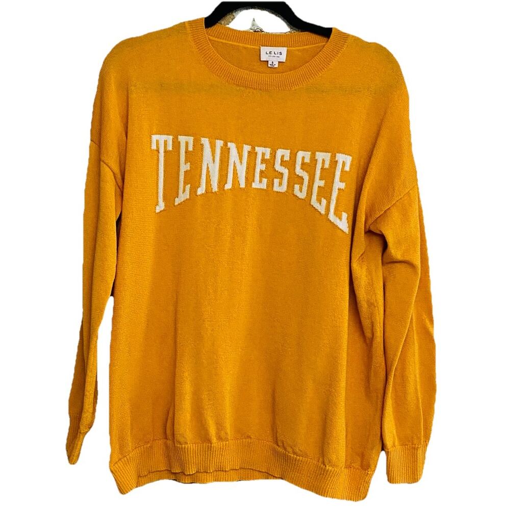 LELIS University of Tennessee Long Sleeve Sweater Orange & White Oversized Small